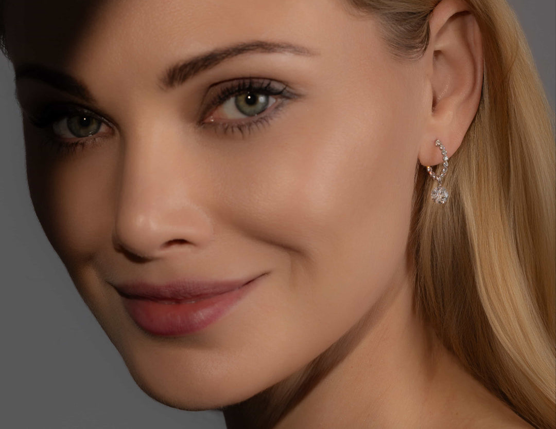 Large Diamond Dangle Hoop