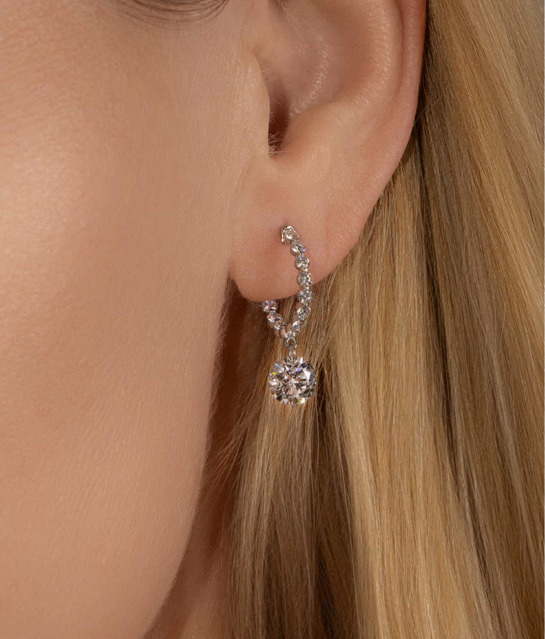 Large Diamond Dangle Hoop