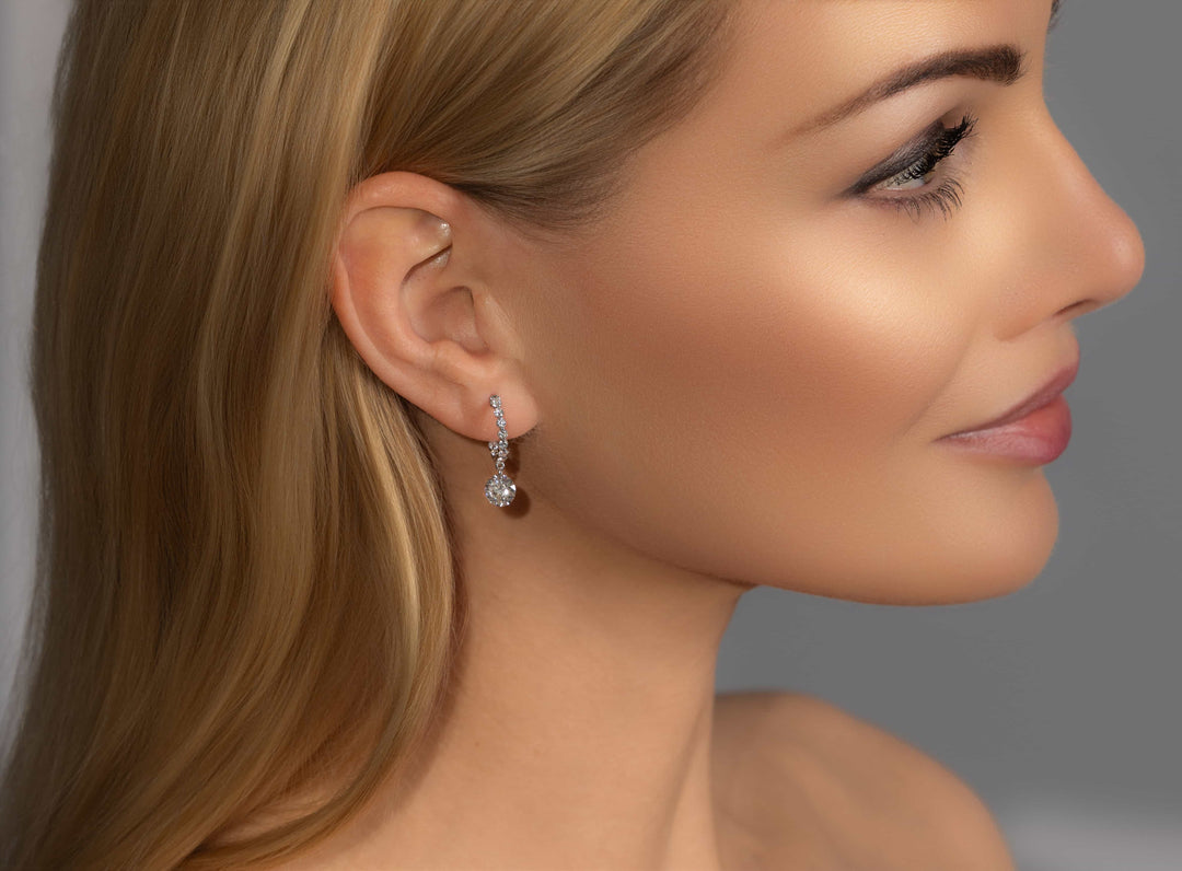 Large Diamond Dangle Hoop