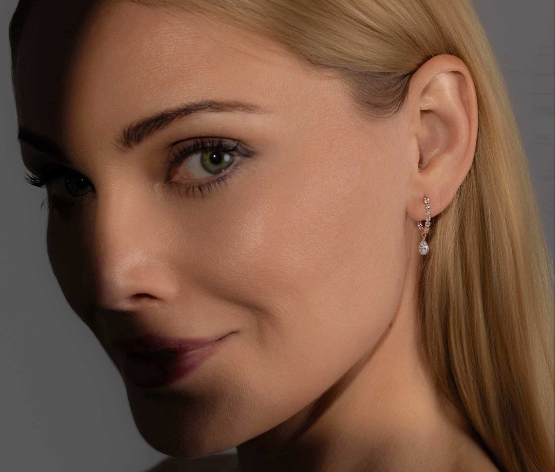 Pear Diamond Dangle Hoop