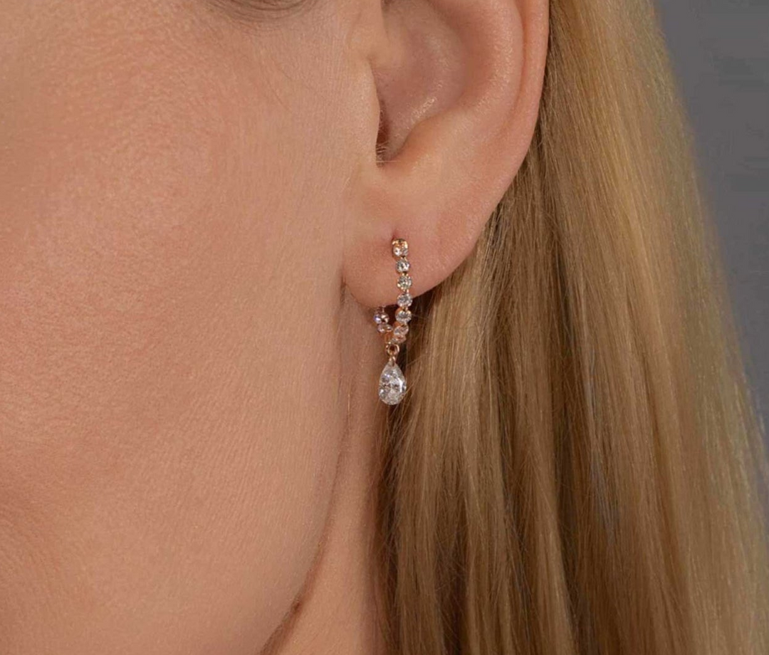 Pear Diamond Dangle Hoop