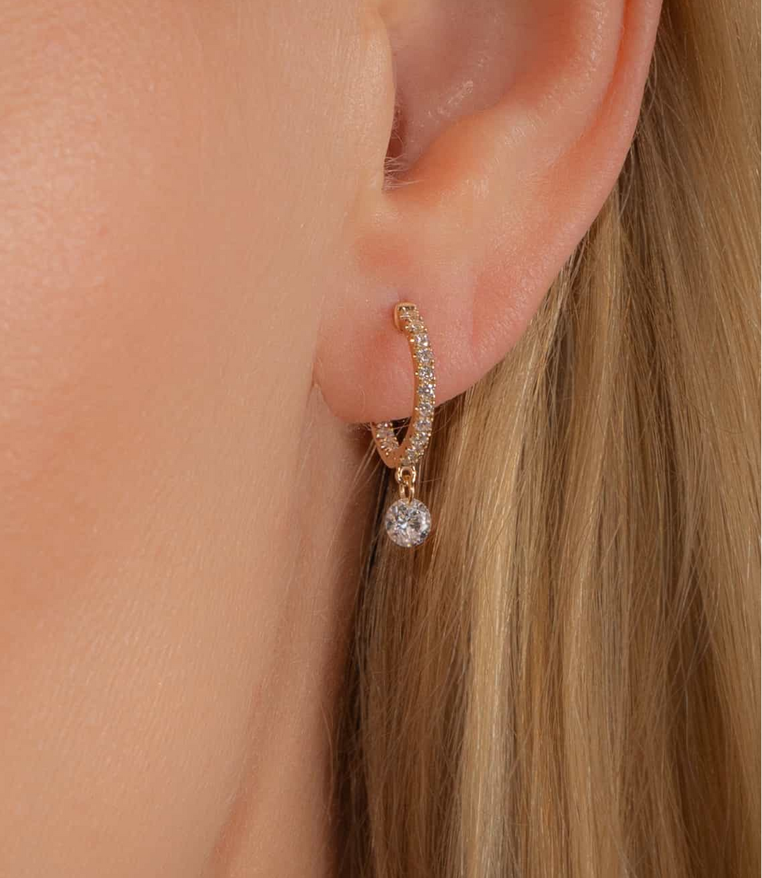 Petit Diamond Hoop Dangle