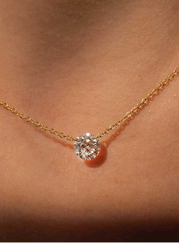 Round Diamond Solitare Necklace