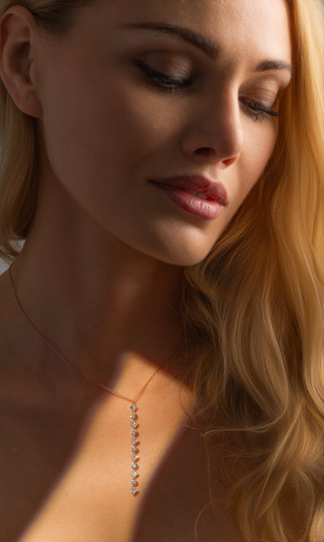 Round And Princess Cascade Necklace