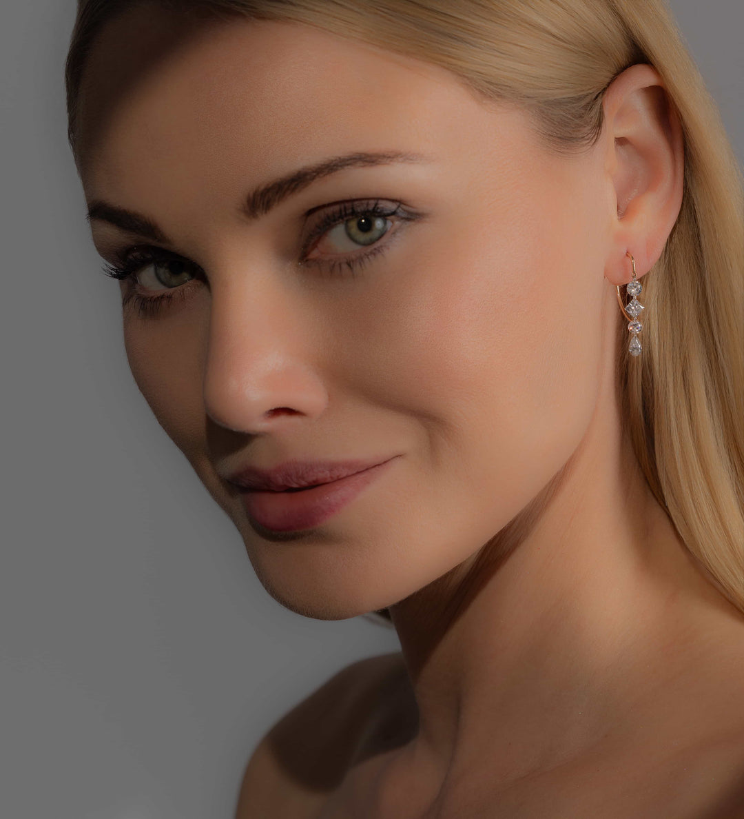 Round Princess Pear Dangle Earring